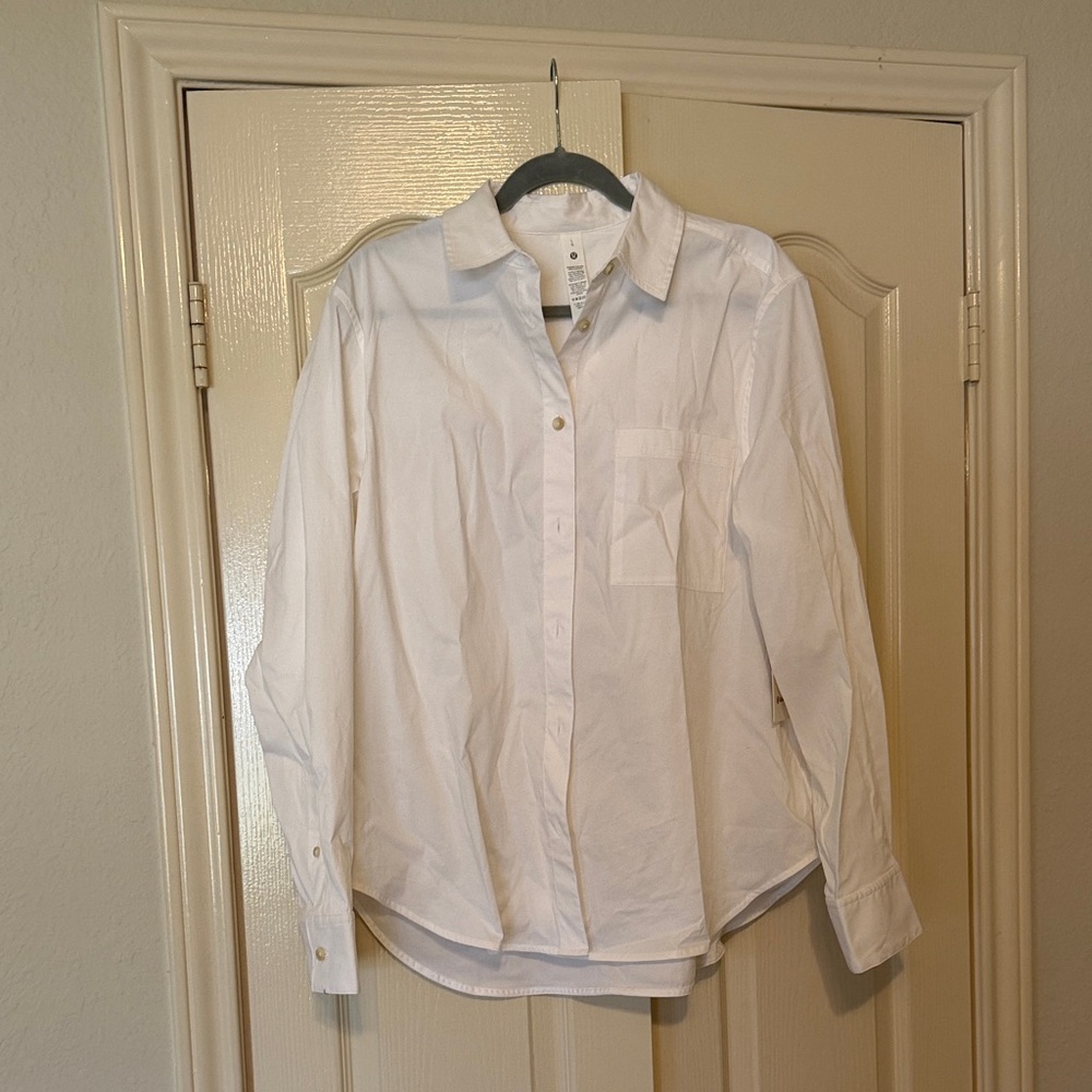 Lululemon Cotton-Blend Poplin Oversized Classic White Button-Down Women’s Shirt